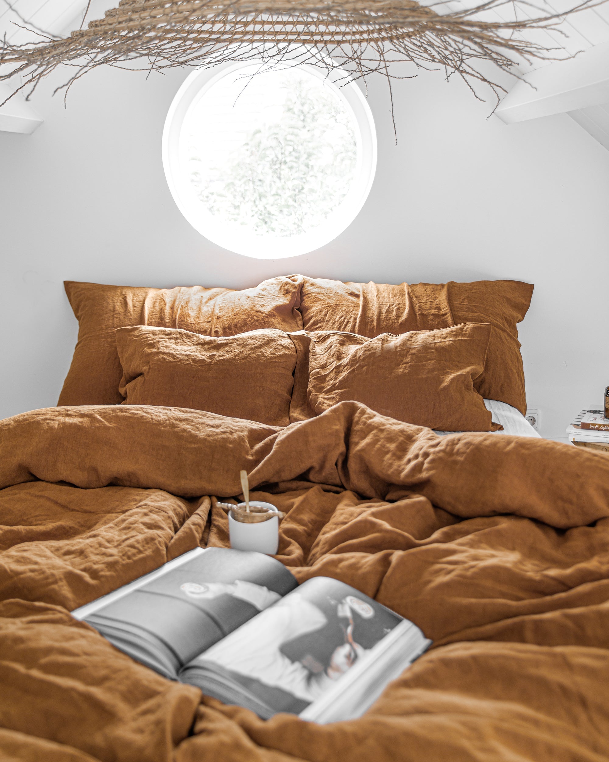 Cinnamon linen duvet cover set (3 pcs)