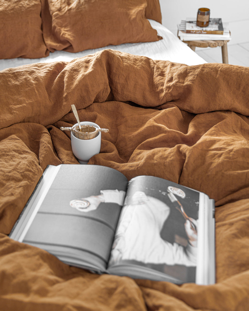 Cinnamon linen duvet cover set (3 pcs)