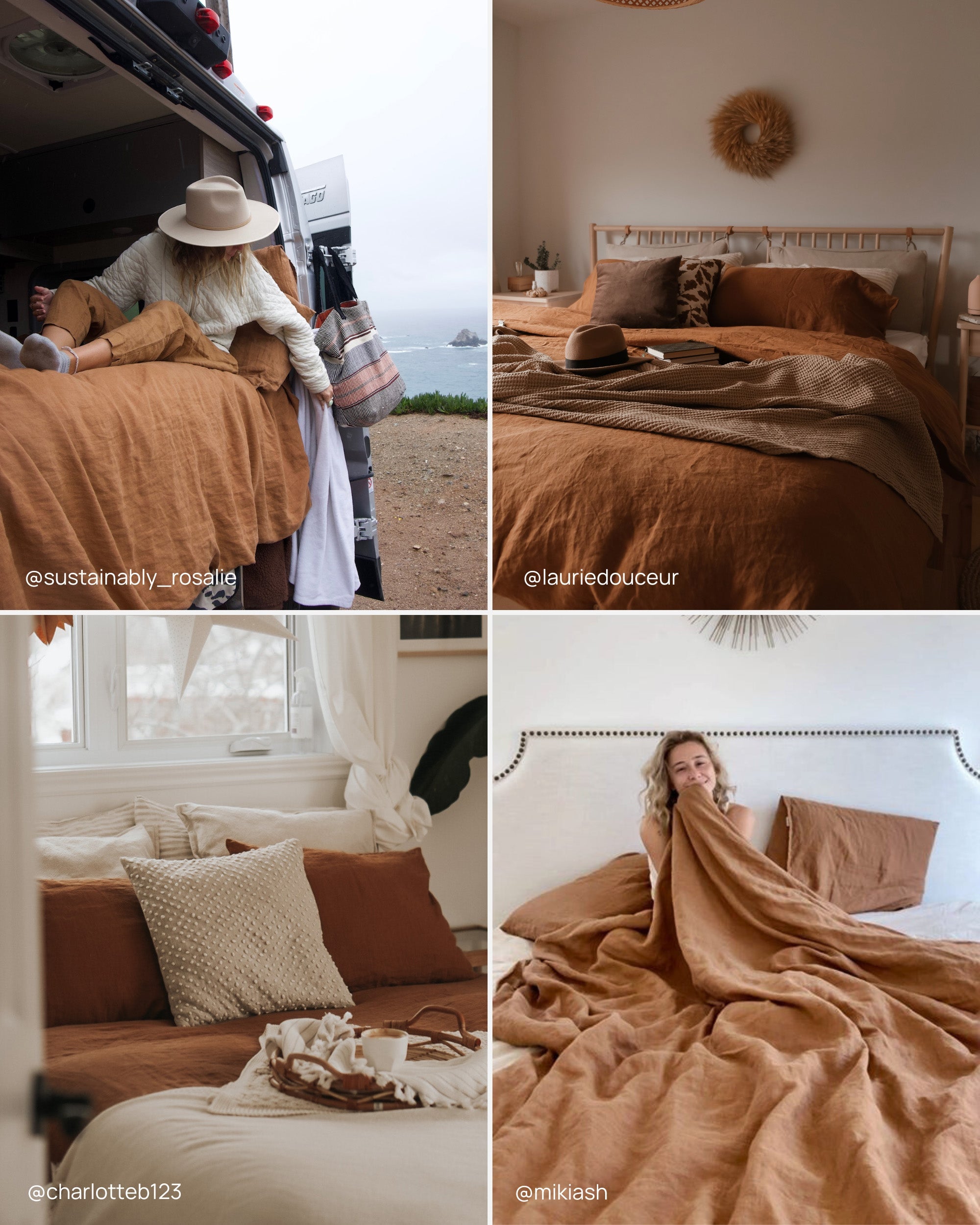 Cinnamon linen duvet cover set (3 pcs)