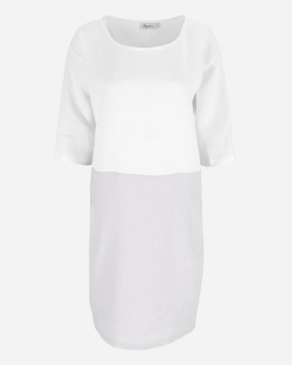 Color-block linen dress ADRIA in White-gray